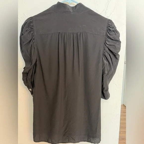 FRAME Woman’s Gillian Puff Sleeve Silk Blouse. Size L. 100% silk - Picture 13 of 16
